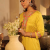 Dhiyona IE Women Embroidered V-Neck Kurta & Trouser Co-Ord Set