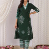 Dhiyona IE Floral Printed Pure Cotton V Neck Straight Tunic And Trousers