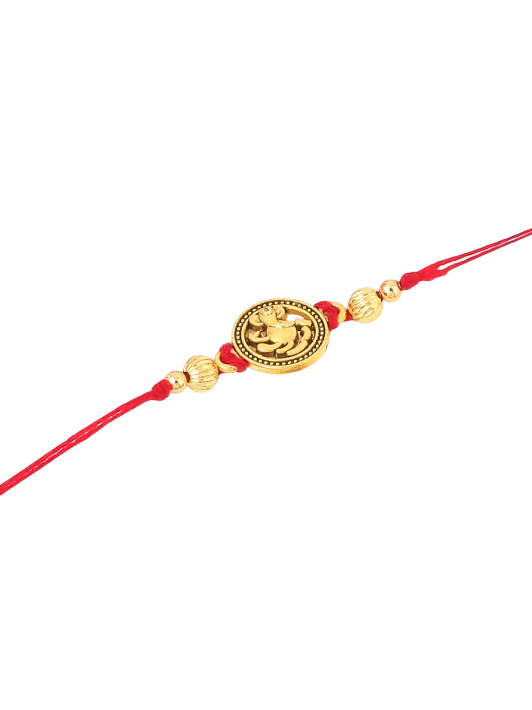 Anouk Men Set Of 3 Gold Toned Thread Rakhi With Roli Chawal Chandan Mishri