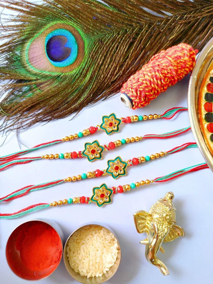 Anouk Pack of 4 Meenakari Kundan Traditional Rakhi