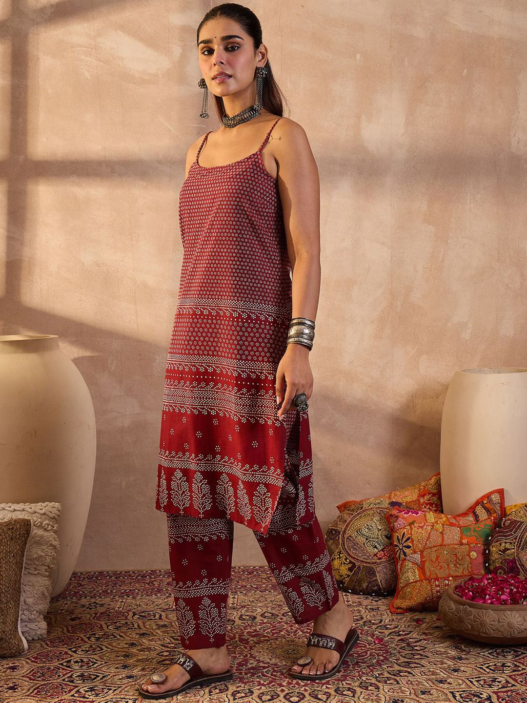 Indyancart IE Printed Pure Cotton Tunic With Trousers