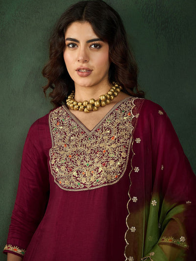 Indyancart SN Women's Embroidered A-Line Kurta Sets