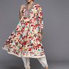 Dhiyona VA Women'sFloral Printed Panelled Mirror Work Pure Cotton Kurta With Dhoti Pants