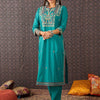 Dhiyona IE Ethnic Motifs Embroidered Thread Work Pure Cotton Kurta With Trousers & Dupatta