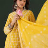 Dhiyona IE Women Ethnic Motifs Embroidered Regular Thread Work Pure Cotton Kurta with Trousers & With Dupatta
