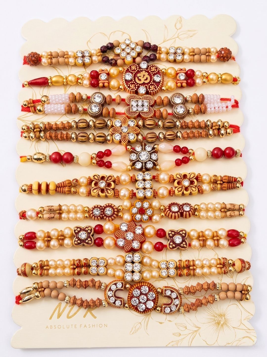 Anouk Set Of 10 Multicolor Designer Thread Rakhi With Roli Chawal Chandan Mishri