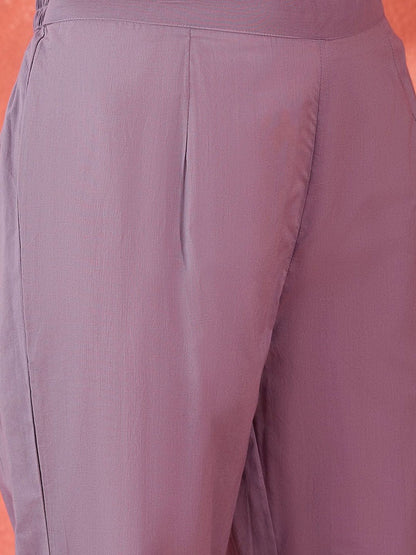 Indyancart SN Women's Floral Embroidered V-Neck Mirror Work Pure Cotton Kurta With Trouser & Dupatta