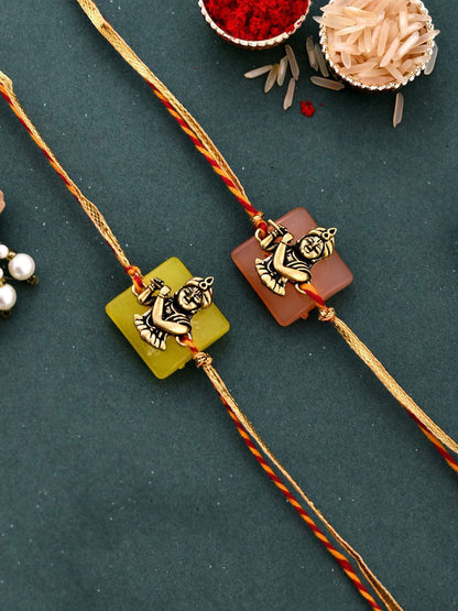 Anouk Set Of 2 Red Kanhaiya Rakhis With Roli Chawal & Greeting Card