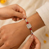 German Silver Stone Studded & Beaded Thread Rakhi Traditional Handmade Rakhi for Brother