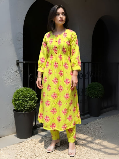 Indyancart IE Printed Pure Cotton Tunic & Trousers