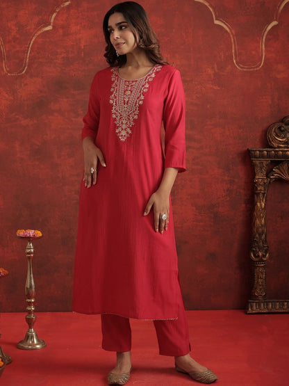 Women Ethnic Motifs Embroidered Regular Thread Work Kurta with Trousers & Dupatta
