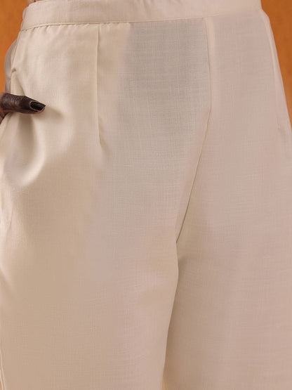 Indyancart IE Floral Woven Design Pure Cotton Straight Kurta With Trousers & Dupatta