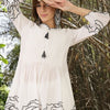 Dhiyona IE Women Floral Printed Pleated Thread Work Pure Cotton Kurta with Trousers