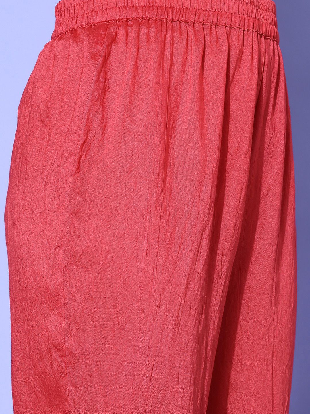 Indyancart VA Women's Ethnic Motifs Printed Empire Gotta Patti Kurta with Trousers & With Dupatta