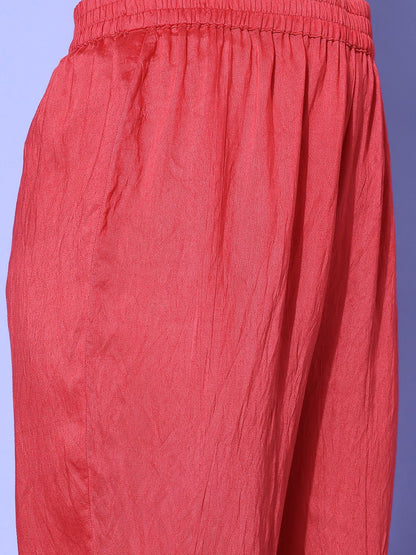 Indyancart VA Women's Ethnic Motifs Printed Empire Gotta Patti Kurta with Trousers & With Dupatta