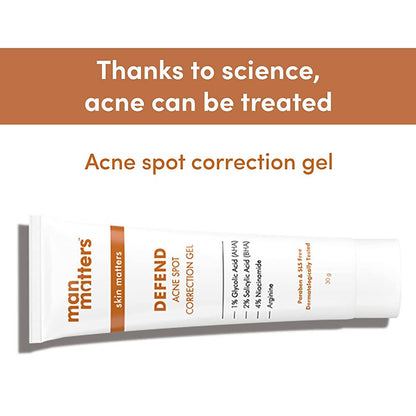 Man Matters Defend Acne Spot Correction Gel For Men, 1% AHA, 2% BHA, 4% Niacinamide