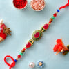 Dhiyona Gold-Toned Kundan-Studded & Beaded Rakhi With Roli Chawal & Greeting Card