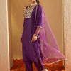Dhiyona IE Ethnic Motifs Printed Straight Sequinned Kurta with Trousers & Dupatta