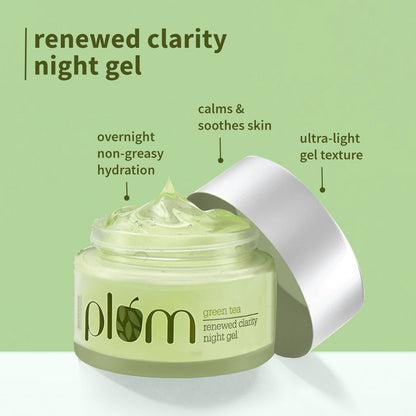 Plum Goodness Green Tea Mattenance Kit with Green Tea Toner, Green Tea SPF 50 Sunscreen, and Green Tea Night Gel