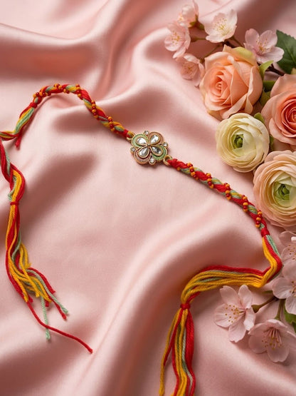 Anouk Traditional Artificial Stones Thread Rakhi With Roli Chawal Chandan Mishri