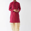 Men's Pink Viscose Blend Straight Kurta and Dhoti Set