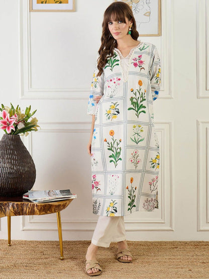 Indyancart IE Printed Linen Tunic With Trousers Co-Ords