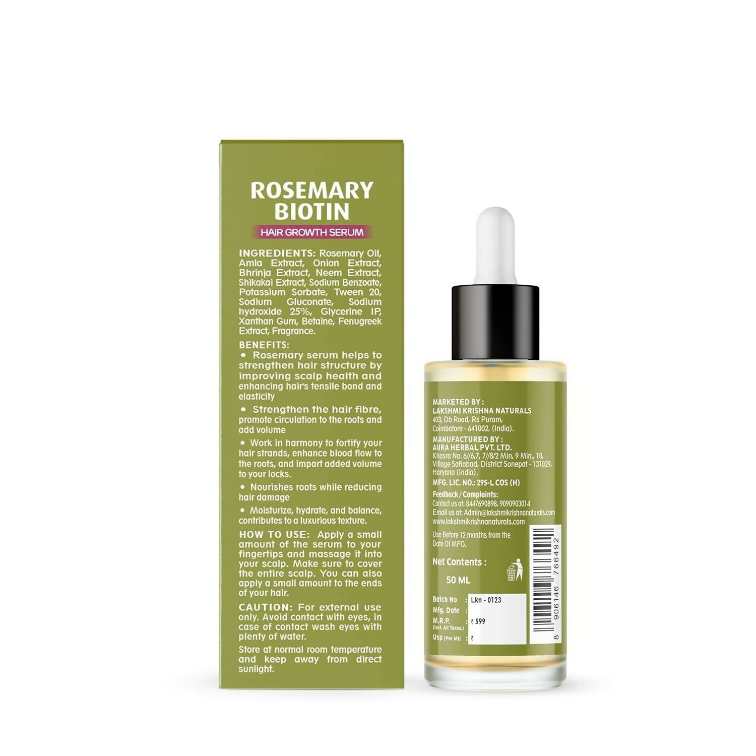 Lakshmi Krishna Naturals Rosemary Biotin Hair Growth Serum - Indyancart