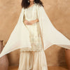 Indyancart VA Women Embroidered Straight Kurta with Sharara & Dupatta