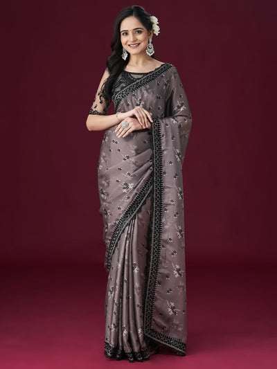 Indyancart KS Women's Floral Printed Embellished Sarees