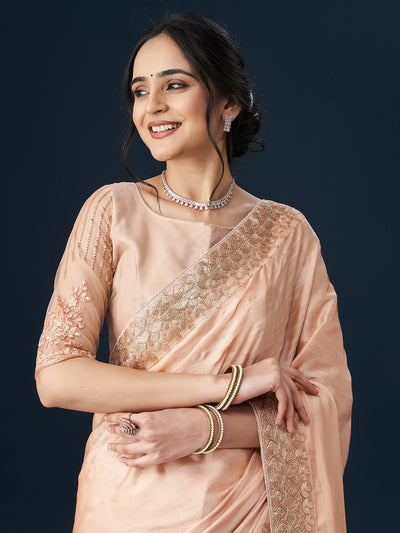 Indyancart KS Women's Embellished Satin Sarees