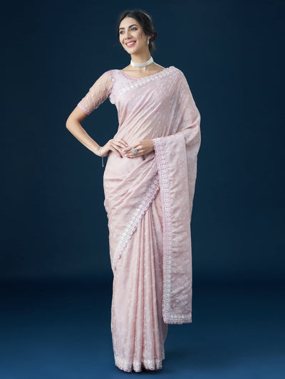 Indyancart KS Women's Embellished Sequinned With Printed Saree