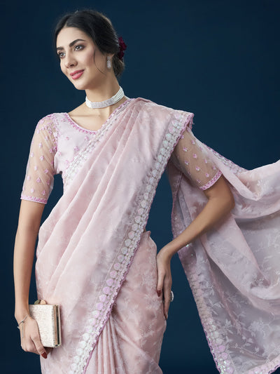 Indyancart KS Women's Embellished Sequinned With Printed Saree