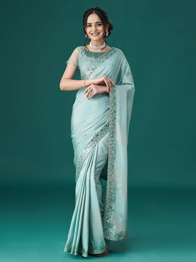 Indyancart KS Women's Embellished Sequinned Saree