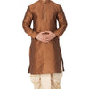 Men's Brown Silk Blend Straight Kurta and Dhoti Set