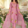 Indyancart IE Floral Embroidered Tie-Up Neck Kurta With Trousers & Dupatta