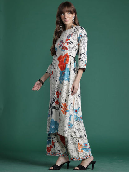 Indyancart IE Printed Straight Tunic & Trousers Co-Ord Set