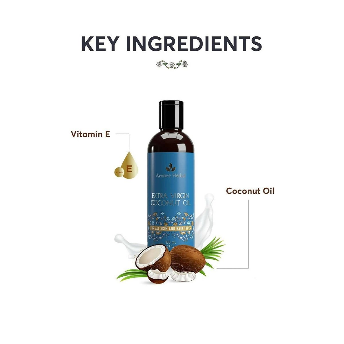 Avimee Herbal Extra Virgin Coconut Oil For Winters, Moisturizes Skin & Hair - Limited Time Offer