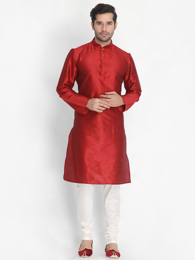 Men's Mustard Silk Blend Straight Kurta Pyjama Set