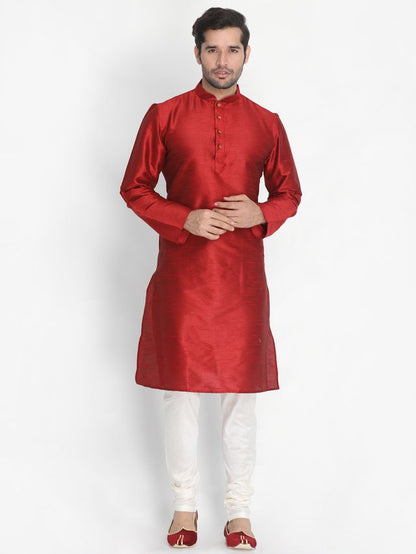 Men's Mustard Silk Blend Straight Kurta Pyjama Set