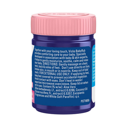 Vicks BabyRub Ayurvedic balm for babies, showing the gentle jar with Vicks branding and soothing herbal ingredients.