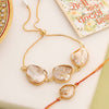 Dhiyona Set Of 2 Gold Toned Pearls Bhaiya Bhabhi Rakhi With Roli Chawal Chandan Mishri