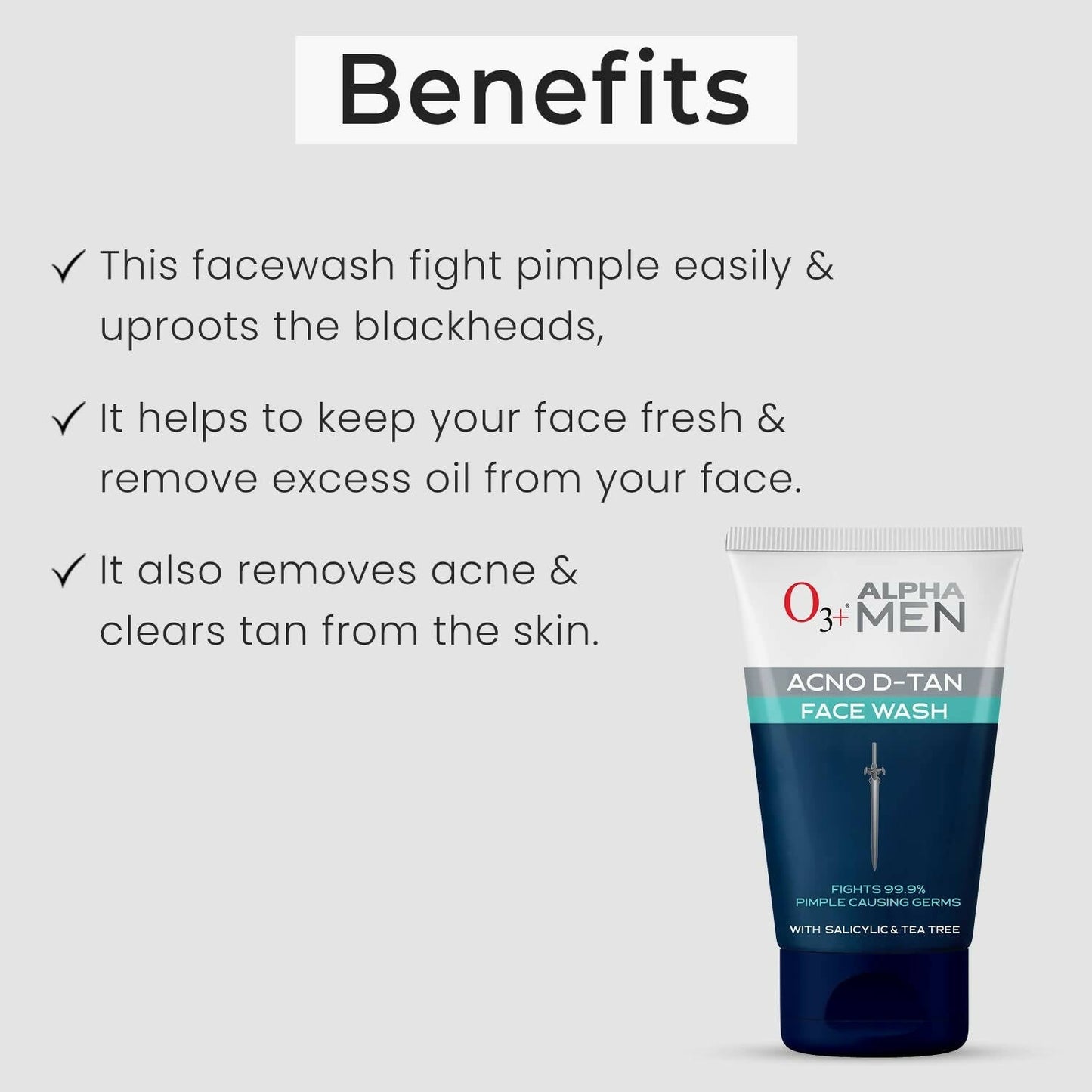 Professional O3+ Alpha Men Acno D-TAN Face Wash with Tea Tree - Indyancart