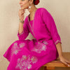 Dhiyona IE Embroidered V-Neck A-Line Tunic With Trousers Co-Ords
