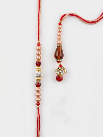 Anouk Set Of 2 Multicolor Artificial Stones & Beads Bhaiya Bhabhi Rakhi With Roli Chawal