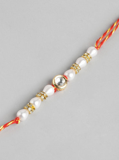 Anouk Unisex Set of 2 Beaded Bhai Bhabhi Rakhis With Roli & Chawal