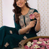 Dhiyona IE Women Embroidered Regular Kurta with Trousers