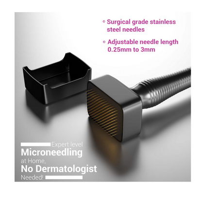 Sotrue Derma Stamp for hair growth with adjustable needles from 0.25mm to 3mm, a face care tool for stimulating scalp and skin.