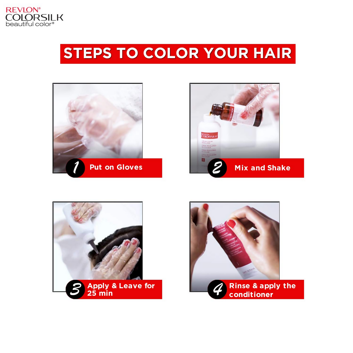 Revlon ColorSilk Beautiful Color light golden brown hair color box with hair swatch and product details.