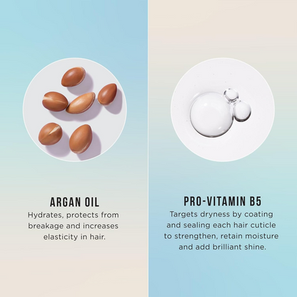 HASK Repairing Argan Oil shampoo and conditioner bottles with argan oil for damaged hair.
