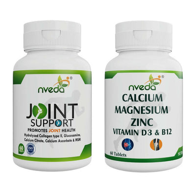 Nveda Joint Support Tablets and Calcium, Magnesium, Zinc, Vit D & B12 Tablets Combo